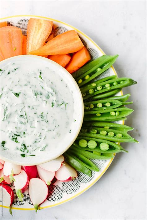 Herbed Yoghurt Dip With Fresh Summer Vegetables By Helen Rushbrook