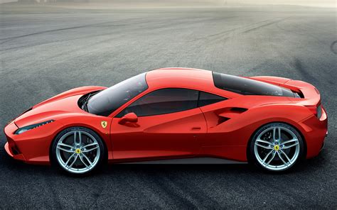 Картинки Ferrari 2015 488 Gtb красная Сбоку машины 1920x1200