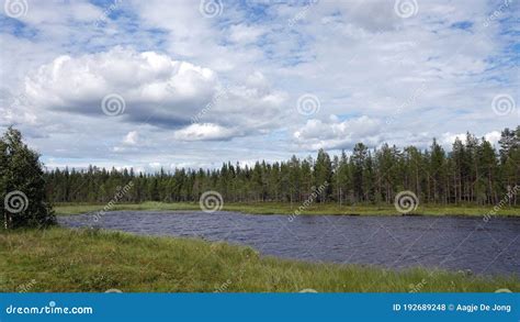 Shore Of Lake Byske Near Arvidsjaur In Swedish Lapland Stock Photo