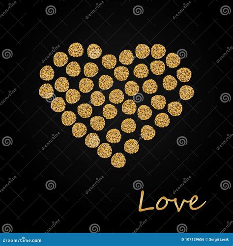 Creative Sparkling Heart Made By Golden Glitter For Valentine S Day