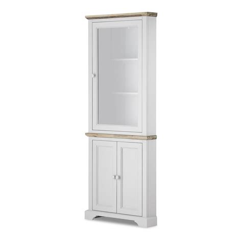 Florence White Corner Dresserlarge Glass Display Cabinet And Cupboard