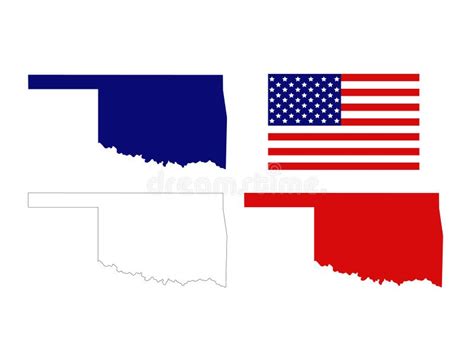 Oklahoma Maps With Usa Flag State In The South Central Region Of The