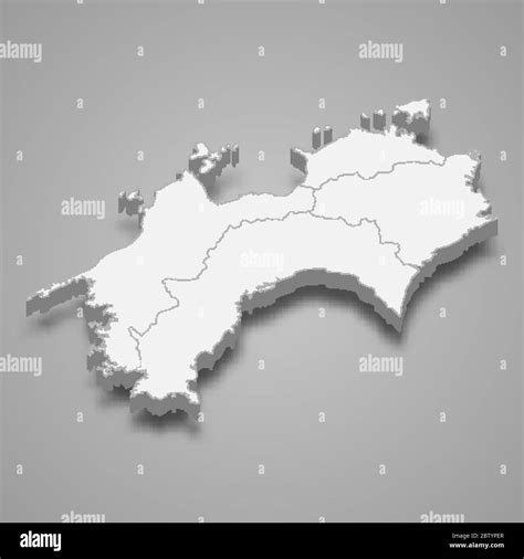 3d Map Of Shikoku Is A Region Of Japan Stock Vector Image And Art Alamy
