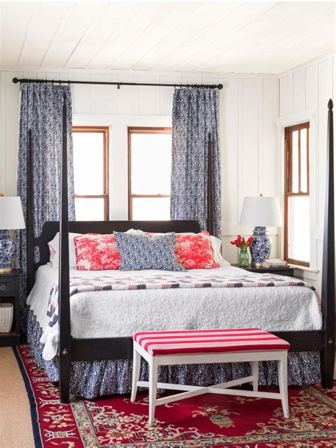 Red White And Blue Cottage Master Bedroom Hgtv