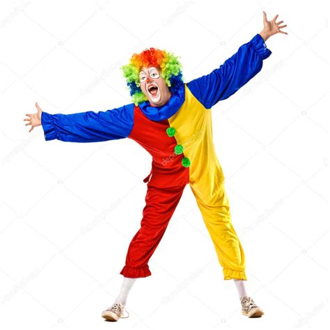 Funny Clown Standing Over A White Background — Stock Photo © Andy Pix