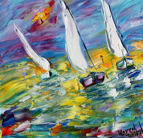 Sailing Painting Sailboat Art Original Oil Impressionism Fine Art