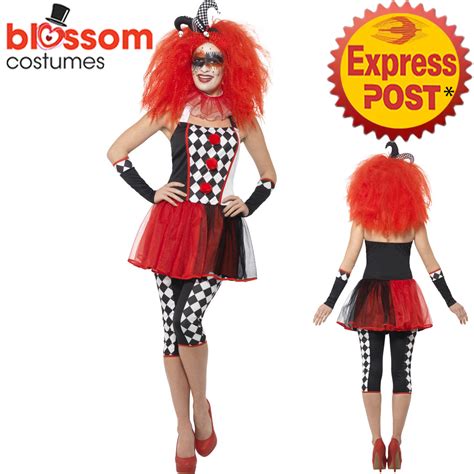 harlequin jester clown circus costume hat halloween medieval adult fancy dress 5052640076964