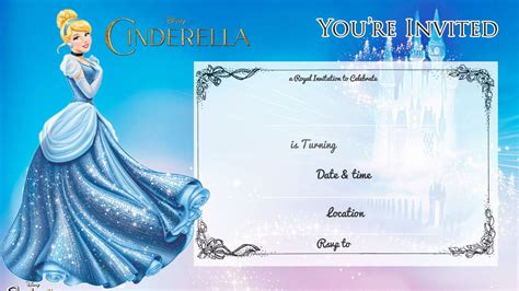 Editable Cinderella Disney Birthday Invitation Instant Download