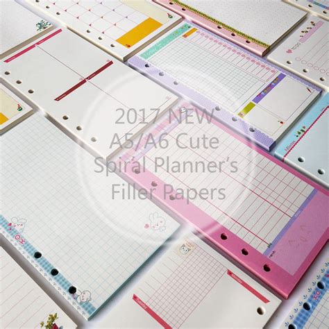 2017 New Cute A5a6a7 Notebooks Filler Papers Creative 6 Holes Spiral