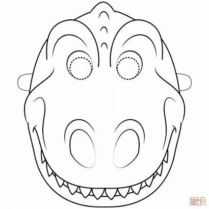 Dinosaur Mask Coloring Pages Dinosaurs Printable Template