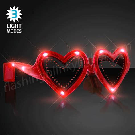 Red Heart Shape Led Light Up Sunglasses Flashingblinkylights