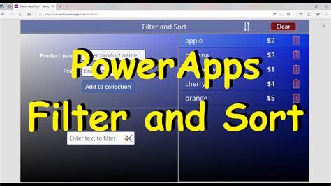 Powerapps Filter And Sort Gallery Items Youtube