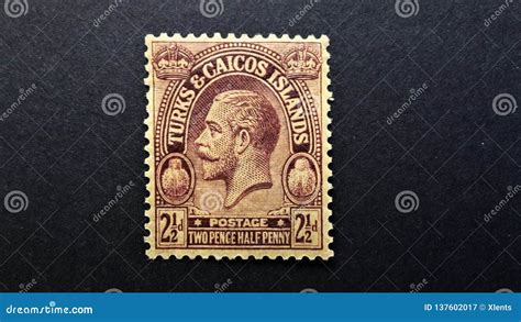 Old Postage Stamp Turks And Caicos Islands 2 1 2d Editorial