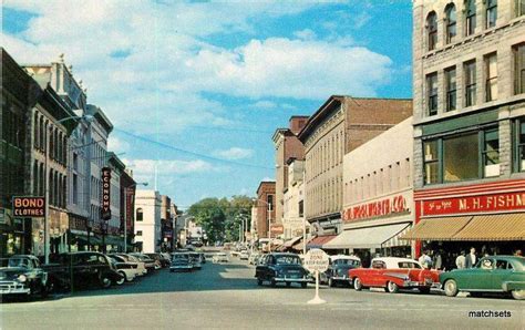 1950s Rutland Vermont Merchants Row 1957 Chevrolet Teich Postcard 11804