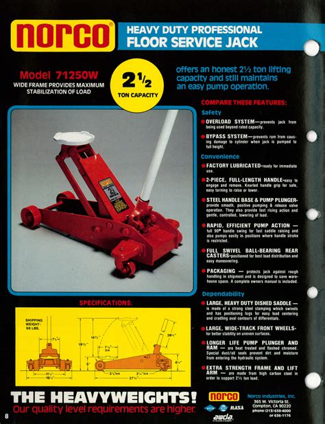 Norco Seal Kits Model 71250w Lazzars Floor Jack Repair Parts