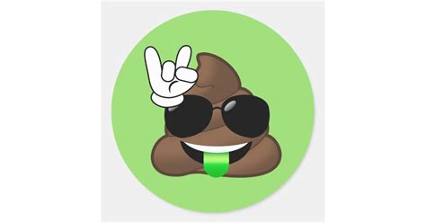 Rock On Cool Poop Emoji Green Stickers Zazzle