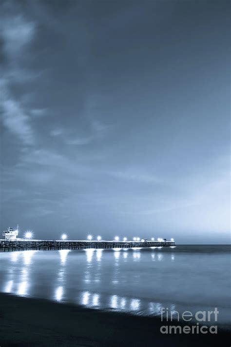 Blue San Clemente Pier At Night Photo Photograph By Paul Velgos Fine
