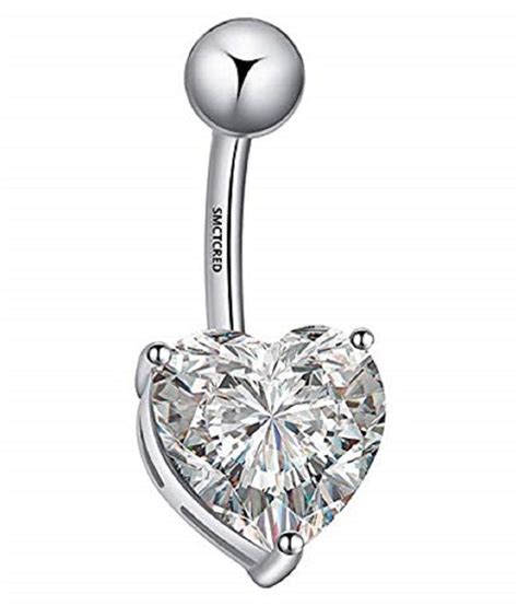 Heart Cubic Zirconia Silver Color Belly Button Ring Body Jewelry
