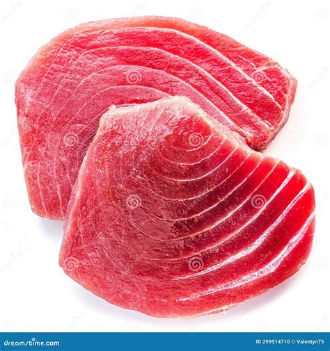Fresh Tuna Steaks Isolated On White Background Stock Photo Image Of