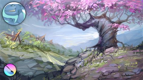 Landscape On Single Layer Speed Painting In Krita Process Of Creation