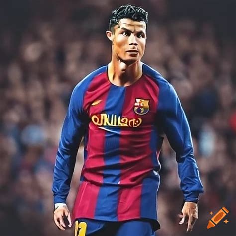 Cristiano Ronaldo Wears Barcelona Jersey