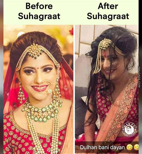 Before Suhagraat Vs After Suhagraat Funny Indian Memes Failgags