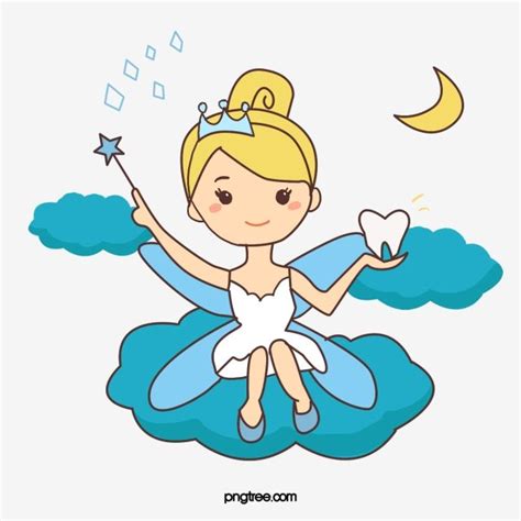 A Cartoon Fairy Sitting On Top Of A Cloud Holding A Star And Toothpaste