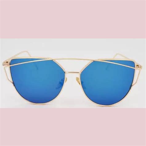 Blue On Gold Mirrored Sunglasses Gold Mirrored Aviator Sunglasses Mirrored Aviator Sunglasses