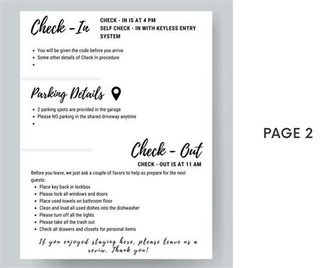 Airbnb 2 Pages Quick Welcome Guide Fillable And Editable Etsy Airbnb