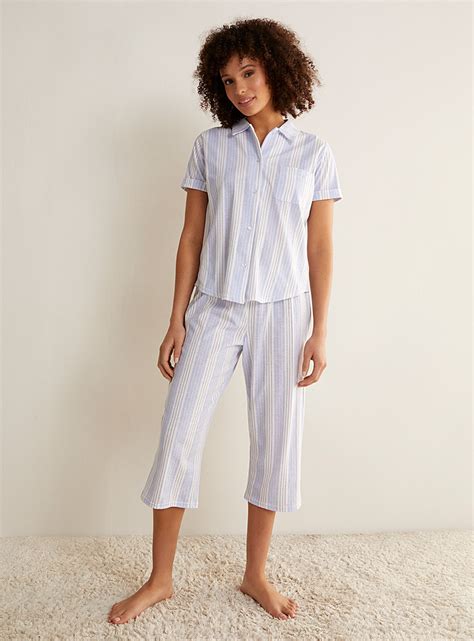 Faded Blue Striped Capri Pyjama Set Miiyu Simons