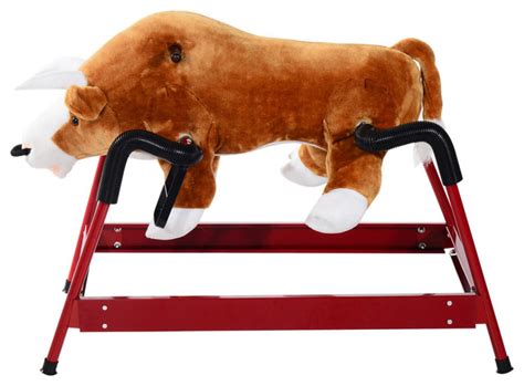 Qaba Kids Plush Spring Rocking Horse Style Rodeo Bull With Realistic