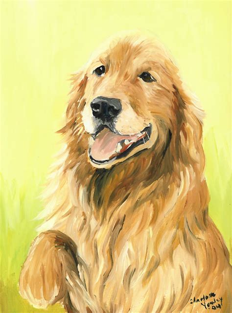 Art With A Bark Golden Retriever Oil Painting By
