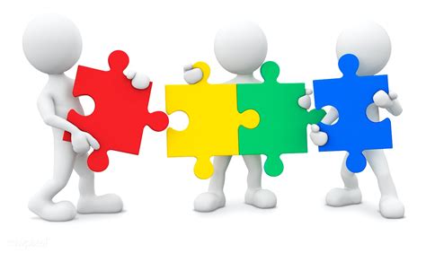 Millions of free jigsaw puzzles created by a large community. Three dimensional men with jigsaw pieces as teamwork. - ID ...