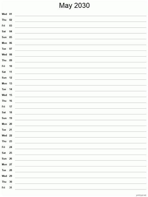 Printable May 2030 Calendar Free Printable Calendars