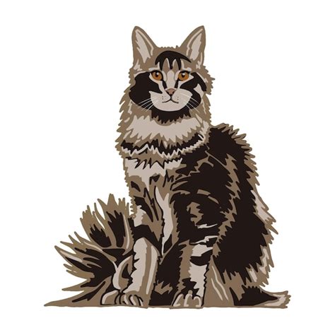 Premium Vector Cute Cat Maine Coon Illustration