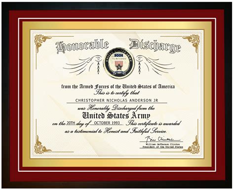 United States Army Honorable Discharge Certificate Navy Emporium