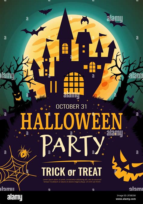 Halloween Poster Scary Party Invitation Flyer Template With Horror