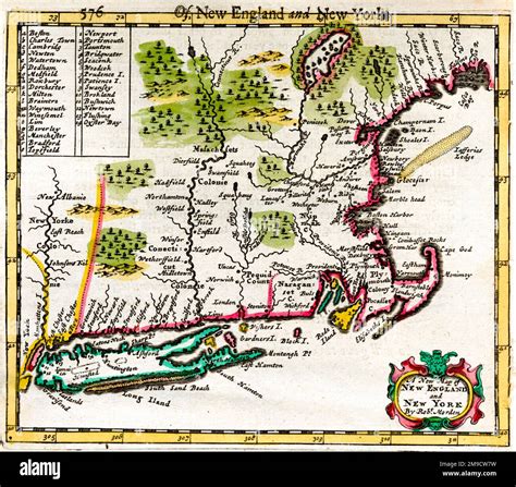 17th Century Map Of New England New York America Stock Photo Alamy