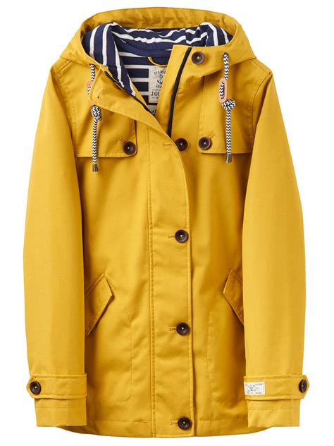 Joules Cotton Waterproof Hooded Jacket With Toggle In Antique Gold