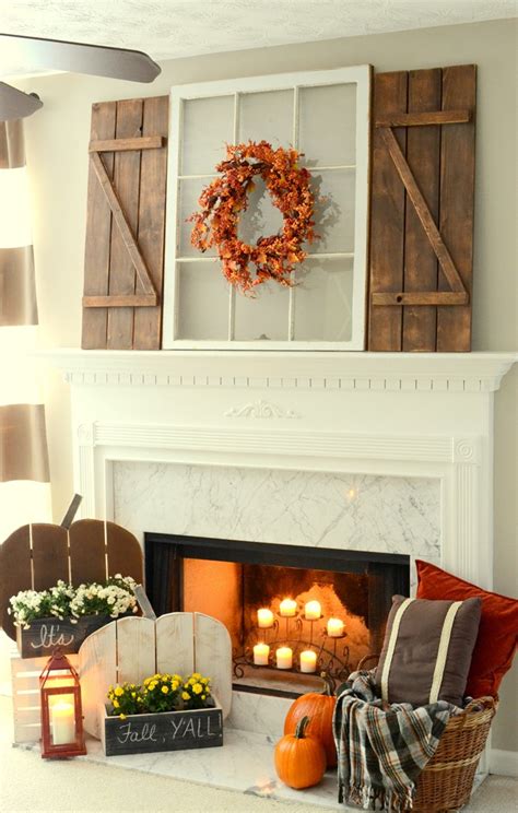 Rustic Fall Mantel With Diy Wood Pumpkins And Diy Barn Wood