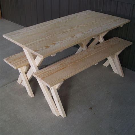 A And L Furniture Pine Cross Legged Picnic Table With Benches Picnic