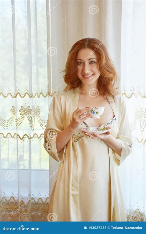 Woman In Silk Robe At Home Stock Image Image Of Interior