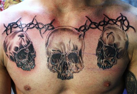 Skull Chest Tattoo By Aireelle On Deviantart