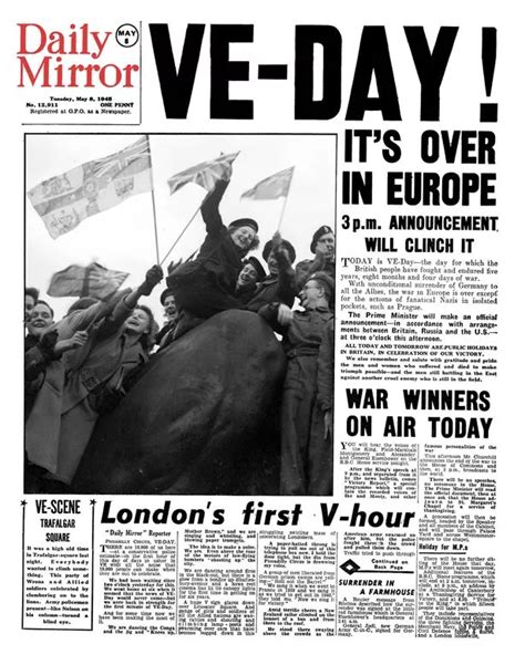 Ve Day Victory In Europe Replica Newspaper Ww2 Memorabilia Rfeie