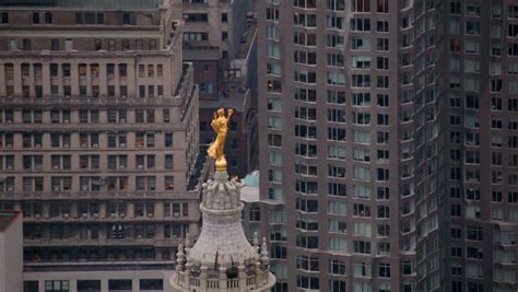 Gold Statue Atop Manhattan Municipal Building New York City Stock