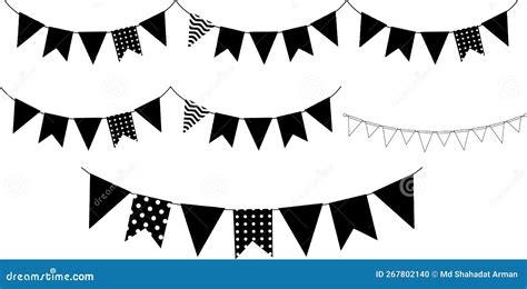 Bunting Banner Set Silhouette Bunting Banner Set Silhouette Set Stock
