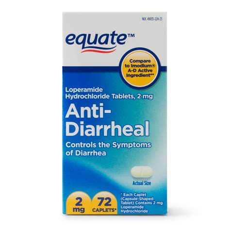 Equate Anti Diarrheal Loperamide Hydrochloride Caplets 2 Mg 72 Ct