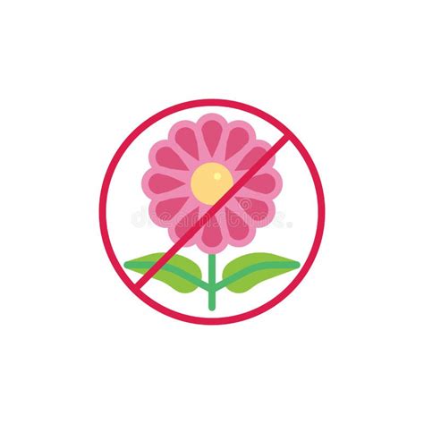 No Flower Prohibition Sign Line Icon Stock Vector Illustration Of