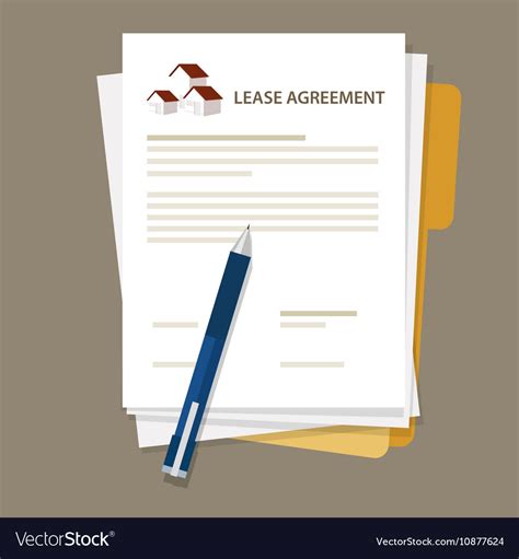 Lease Agreement Property House Document Paper Pen Vector Image