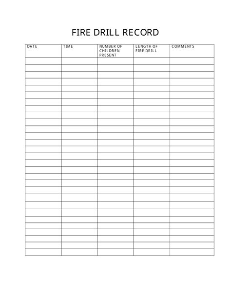 Free Printable Fire Drill Forms Printable Forms Free Online